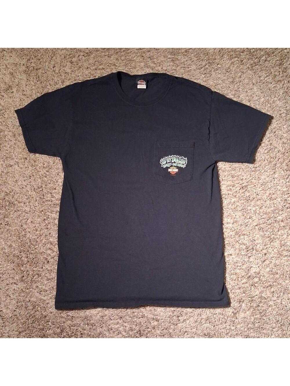 Harley Davidson Men's Black and Navy Tshirt
